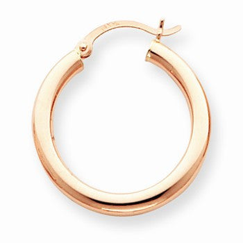 14k Rose Gold 3mm Hoop Earrings