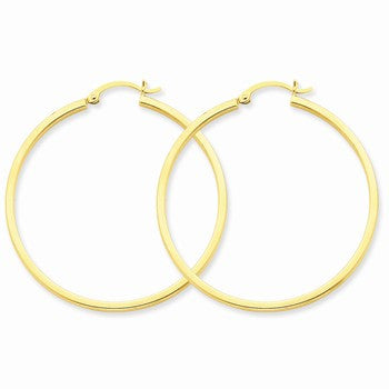 14k Yellow Gold 2mm Square Tube Hoop Earrings