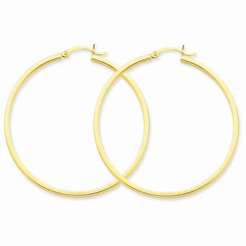 14k Yellow Gold 2mm Square Tube Hoop Earrings