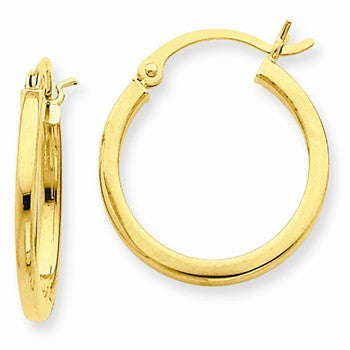 14k Yellow Gold 2mm Square Tube Hoop Earrings