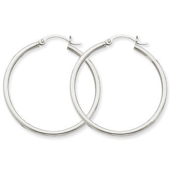 14k White Gold Lightweight Hoop Earrings