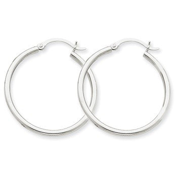 14k White Gold Lightweight Hoop Earrings