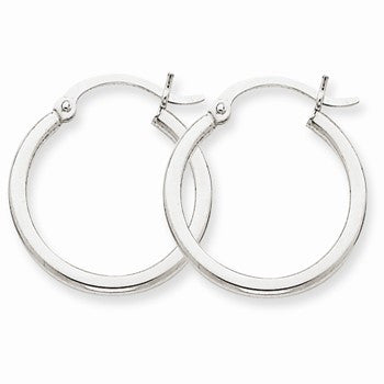 14k White Gold 2mm Round Hoop Earrings