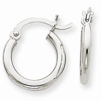 14k White Gold 2mm Round Hoop Earrings