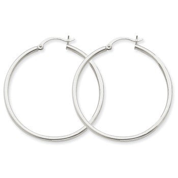 14k White Gold Lightweight Hoop Earrings