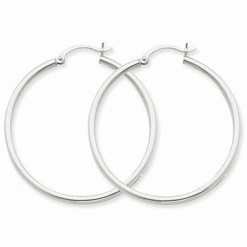 14k White Gold 2mm Round Hoop Earrings