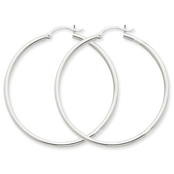 14k White Gold Lightweight Hoop Earrings