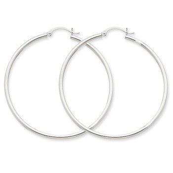 14k White Gold Lightweight Hoop Earrings