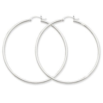 14k White Gold Lightweight Hoop Earrings