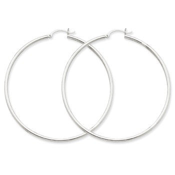 14k White Gold Lightweight Hoop Earrings