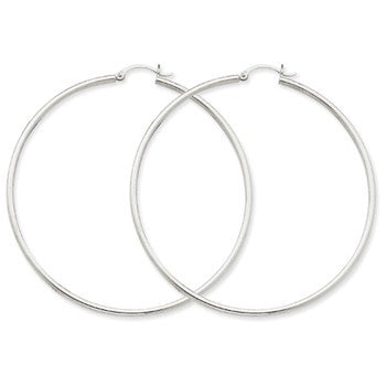 14k White Gold Lightweight Hoop Earrings