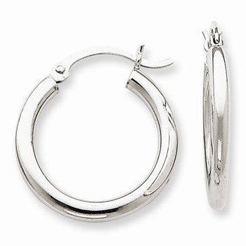 14k White Gold 2.5mm Round Hoop Earrings