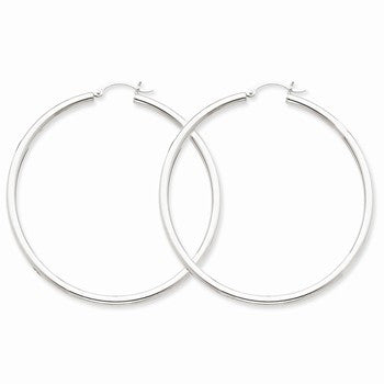 14k White Gold 2.5mm Round Hoop Earrings