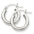 14k White Gold 3mm Lightweight Round Hoop Earrings