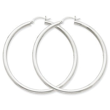 14k Yellow Gold 3mm White Hoop Earrings