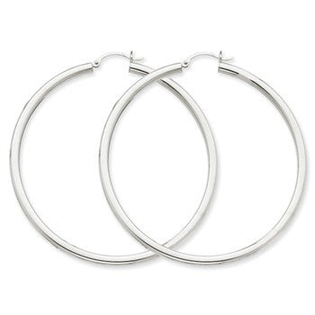 14k Yellow Gold 3mm White Hoop Earrings