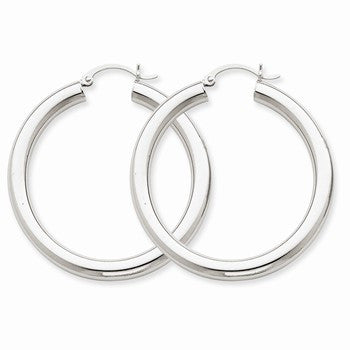 14k Yellow Gold 4mm White Gold Hoop Earrings