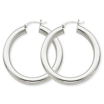 14k White Gold Polished 5mm Lightweight Hoop Earrings