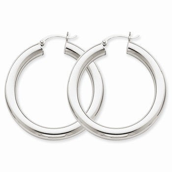 14k White Gold Polished 5mm Tube Hoop Earrings