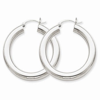 14k White Gold Polished 5mm Tube Hoop Earrings