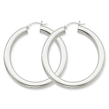 14k White Gold Polished 5mm Lightweight Hoop Earrings