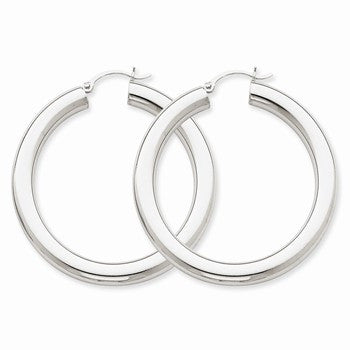 14k White Gold Polished 5mm Tube Hoop Earrings