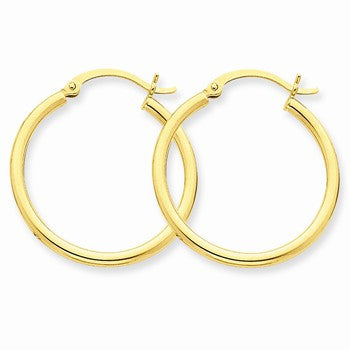 10k Yellow Gold Polished 2mm Round Hoop Earrings