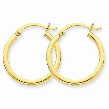 10k Yellow Gold Polished 2mm Round Hoop Earrings