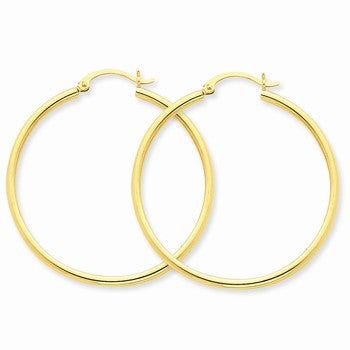 10k Yellow Gold Polished 2mm Round Hoop Earrings