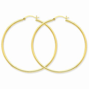 10k Yellow Gold Polished 2mm Round Hoop Earrings