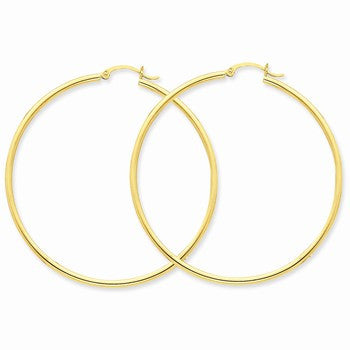 10k Yellow Gold Polished 2mm Round Hoop Earrings