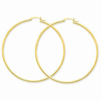 10k Yellow Gold Polished 2mm Round Hoop Earrings