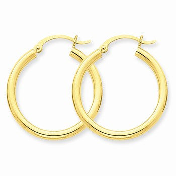 10k Yellow Gold Polished 2.5mm Round Hoop Earrings