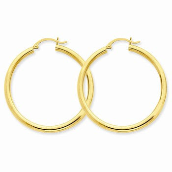 10k Yellow Gold Polished 3mm Round Hoop Earrings