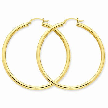 10k Yellow Gold Polished 3mm Round Hoop Earrings