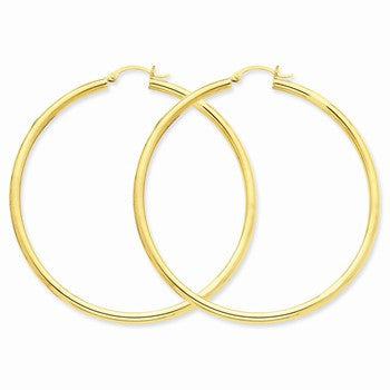 10k Yellow Gold Polished 3mm Round Hoop Earrings