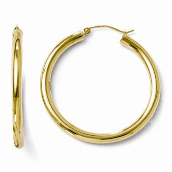 10k Yellow Gold Polished Hinged Hoop Earrings