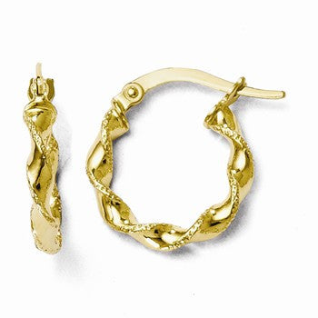 10k Yellow Gold Polished Twisted Hinged Hoop Earrings