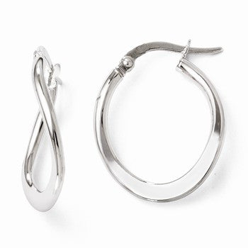 10K White Gold Polished Hinged Hoop Earrings