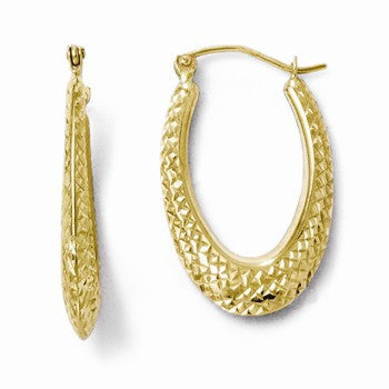 10k Yellow Gold Diamond-cut Hinged Hoop Earrings