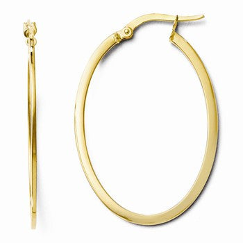 10k Yellow Gold Polished Oval Hinged Hoop Earrings