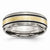 Titanium Grooved with 14k Yellow Inlay 8mm Brushed and Antiqued Wedding Band