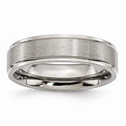 Titanium Ridged Edge 6mm Brushed and Polished Wedding Band