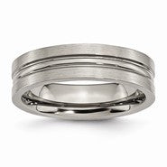 Titanium Grooved 6mm Brushed and Polished Wedding Band