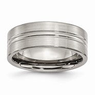 Titanium Grooved 8mm Brushed and Polished Wedding Band