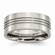 Titanium Grooved 9mm Polished Wedding Band