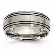 Titanium Grooved 8mm Satin Wedding Band