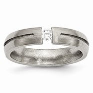 Titanium Grooved 5mm Diamond Brushed Wedding Band