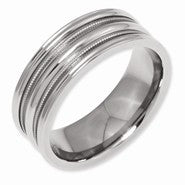 Titanium Grooved and Beaded 8mm Polished Wedding Band