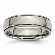 Titanium Grooved and Beaded Edge 6mm Polished Wedding Band